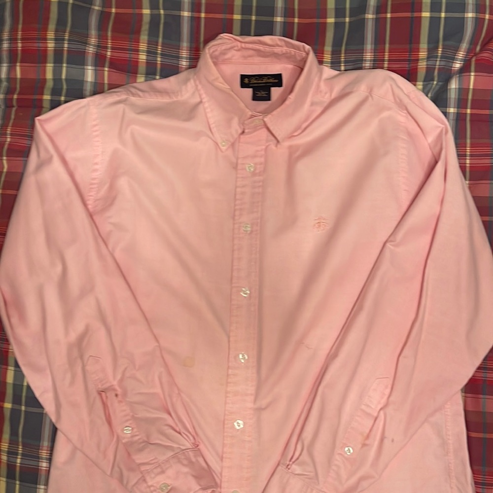 Men’s Brooks Brothers Supima Cotton LS Oxford casual buttondown Melon Medium